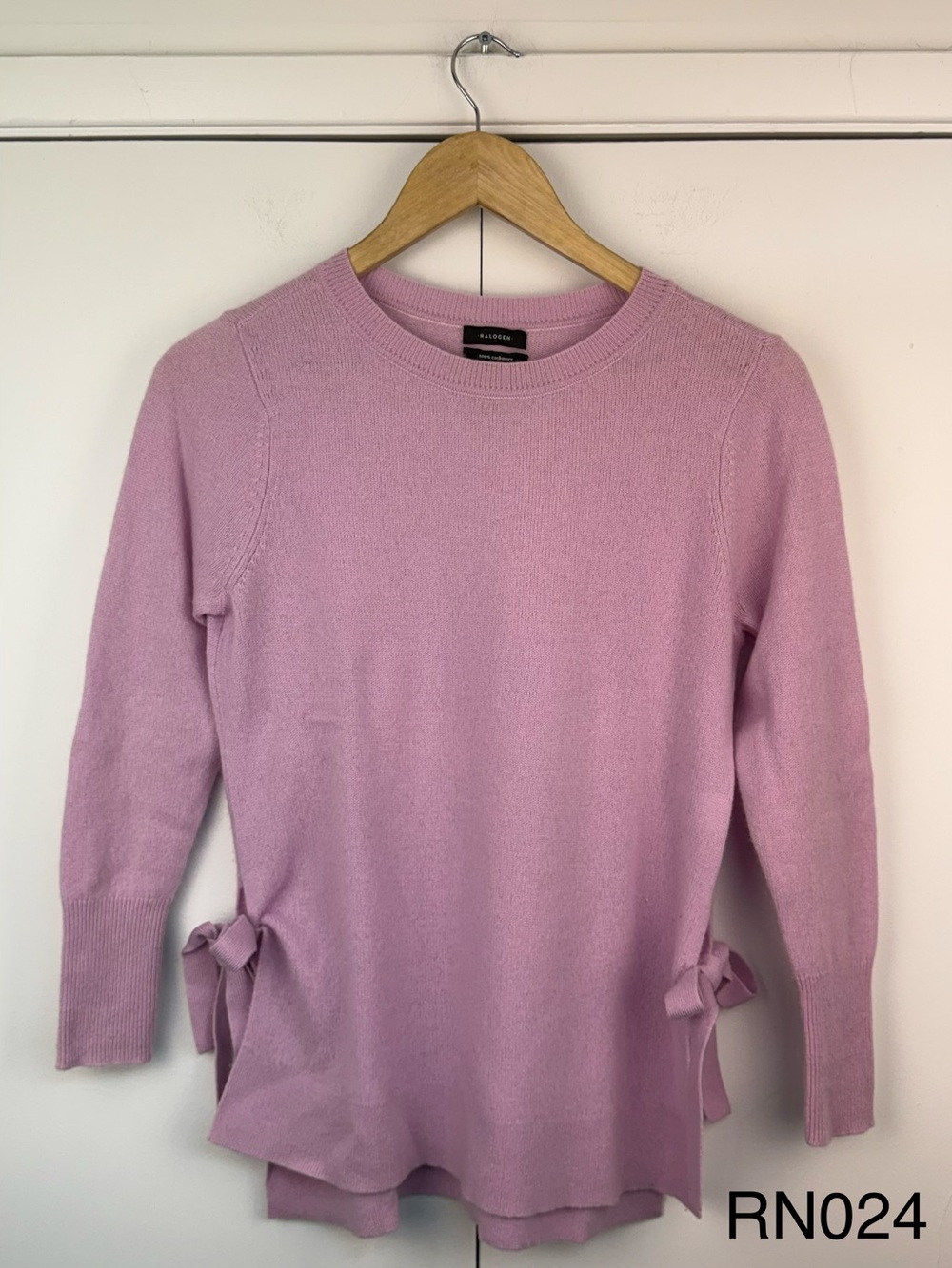Halogen 100% Cashmere Side Tie Sweater Lilac XXS Petite